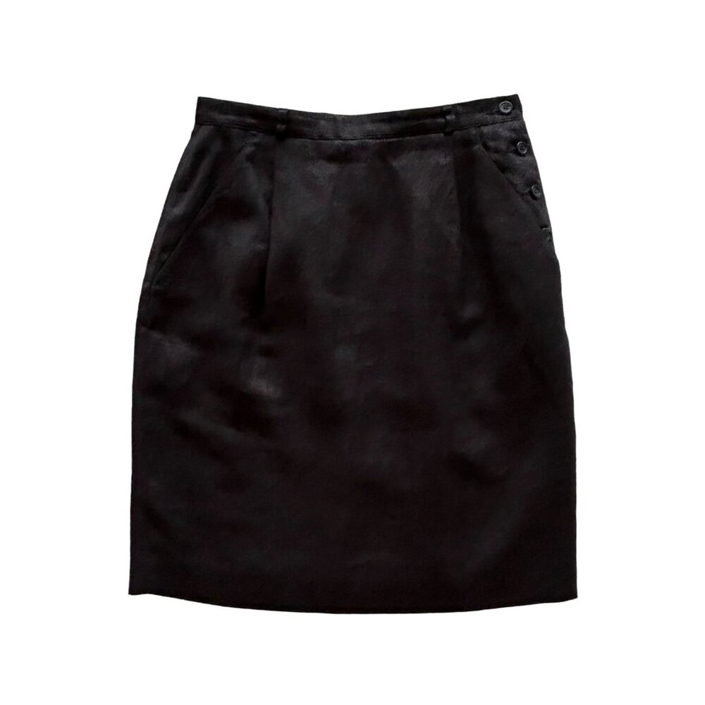 Liz Claiborne 100% Linen Black Pencil Skirt - 10P, 10 Petite